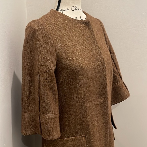Anthropologie McGinn Knightsbridge Brown Metallic Gold Tweed Jacket - Picture 5 of 16
